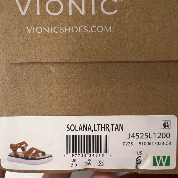 Vionic Solana Leather Strappy Platform Sandal Tan Buckle J4525L1200 Women 6W NWB - Picture 10 of 10